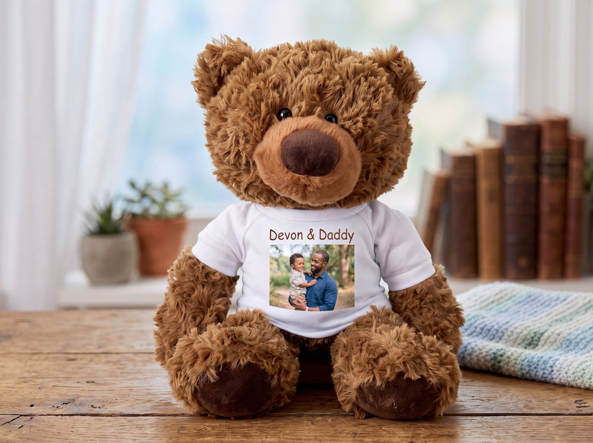 Personalized Teddy Bear - 13 inch Coco Bear with your custom Photo and/or Text