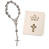Mini Rosary and Bible in favor bag of personalized stuffed animal or teddy bear first communion gift set