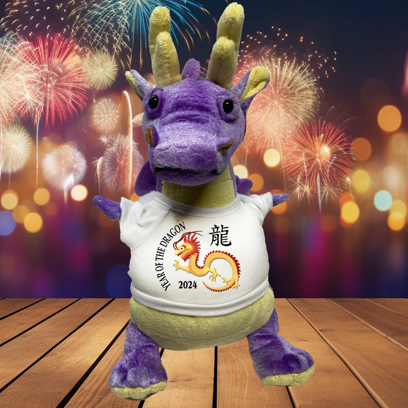 Year of the Dragon 2024 Chinese Zodiac Stuffed Animal - Small 11" Purple Dragon