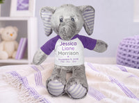 Personalized Stuffed Elephant for Baby Girl or Boy - 12 Inch Elvin Elephant - Custom Baby Gift