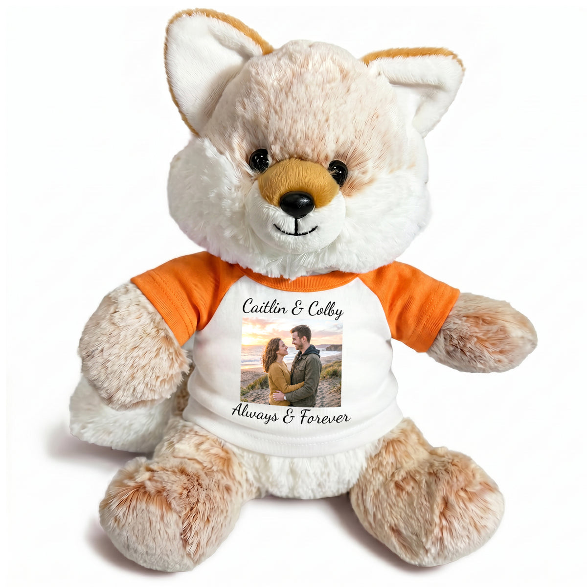 Personalized Stuffed Fox - 11 Inch Fancy Fox with Photo and/or Text