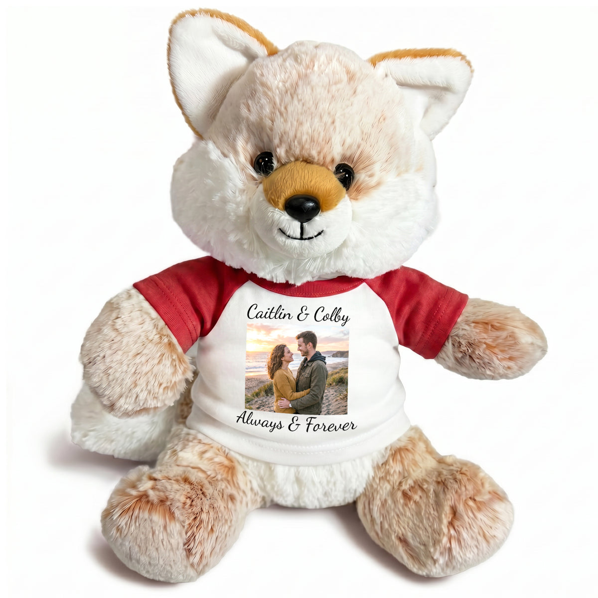 Personalized Stuffed Fox - 11 Inch Fancy Fox with Photo and/or Text