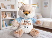 Personalized Big Sister Stuffed Fox - 11 Inch Plush Fancy Fox - Custom big sister gift