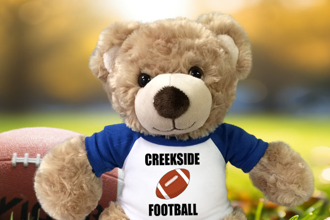 Personalized sports teddy bears - football, basketball, soccer, volleyball, baseball, and ice hockey