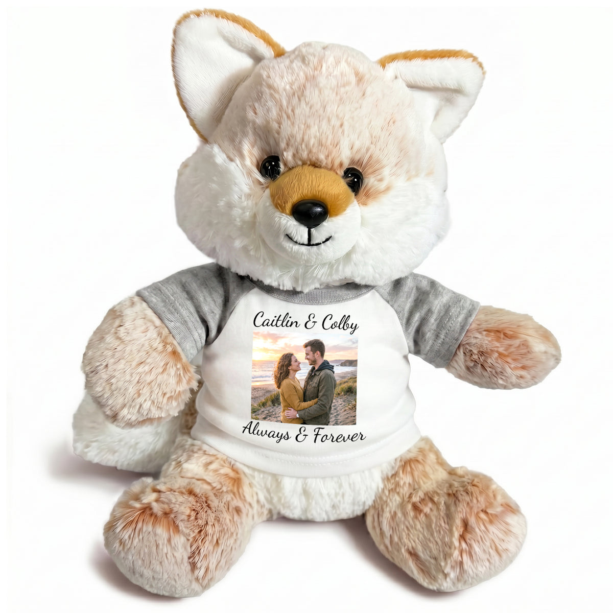Personalized Stuffed Fox - 11 Inch Fancy Fox with Photo and/or Text