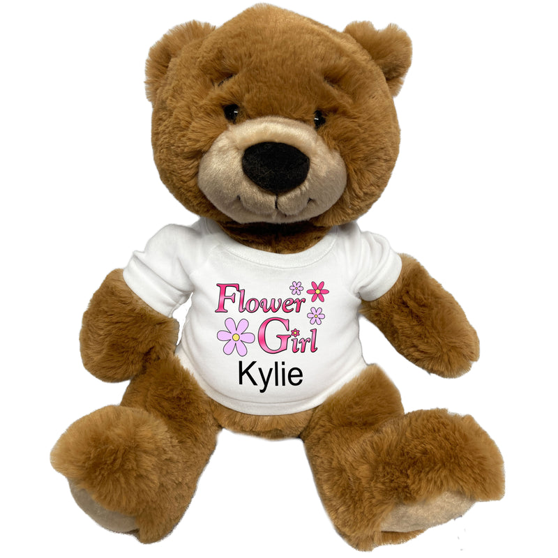 Personalized Flower Girl Teddy Bear - 14 inch Ginger Bear