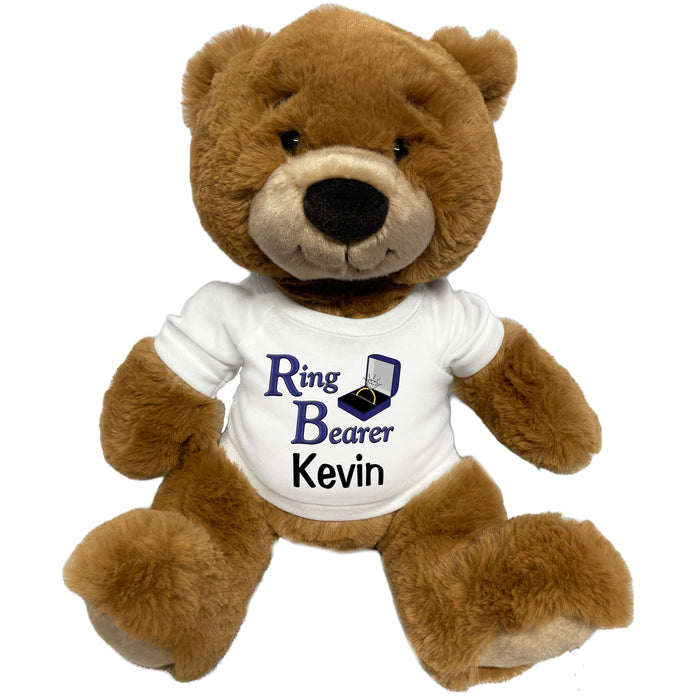 Personalized Ring Bearer Teddy Bear - 14 Inch Ginger Bear