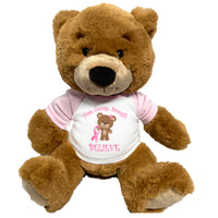 Breast Cancer Support Teddy Bear - Personalized 14 Inch Ginger Bear - Believe Design