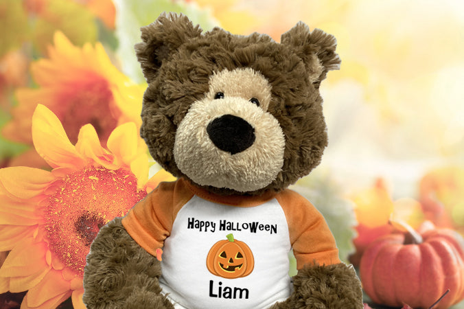 Personalized Halloween teddy bears make a fun Halloween gift!