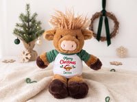 Personalized Christmas Scottish Highland Cow - 12 Inch Plush Mucklecoo