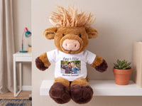 Personalized Plush Scottish Highland Cow / Mucklecoo - 12 Inches, with your custom printed photo and/or text