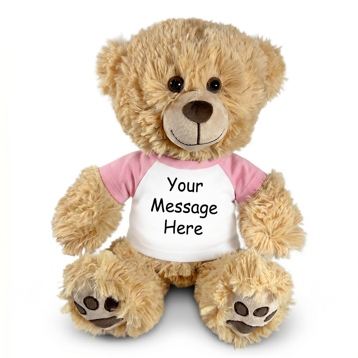 Personalized Teddy Bear - 14 Inch Honey Bear - Pink Shirt