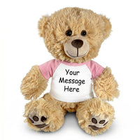 Personalized Teddy Bear - 14 Inch Honey Bear - Pink Shirt