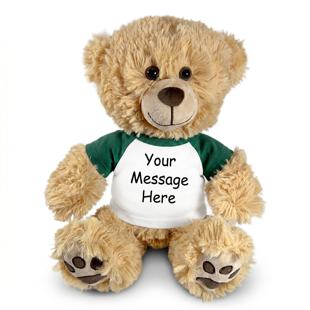 Personalized Teddy Bear - 14 Inch Honey Bear - Green Shirt