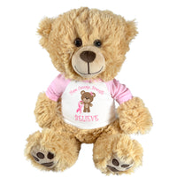 Breast Cancer Support Teddy Bear - Personalized 14 Inch Honey Bear, Believe Design