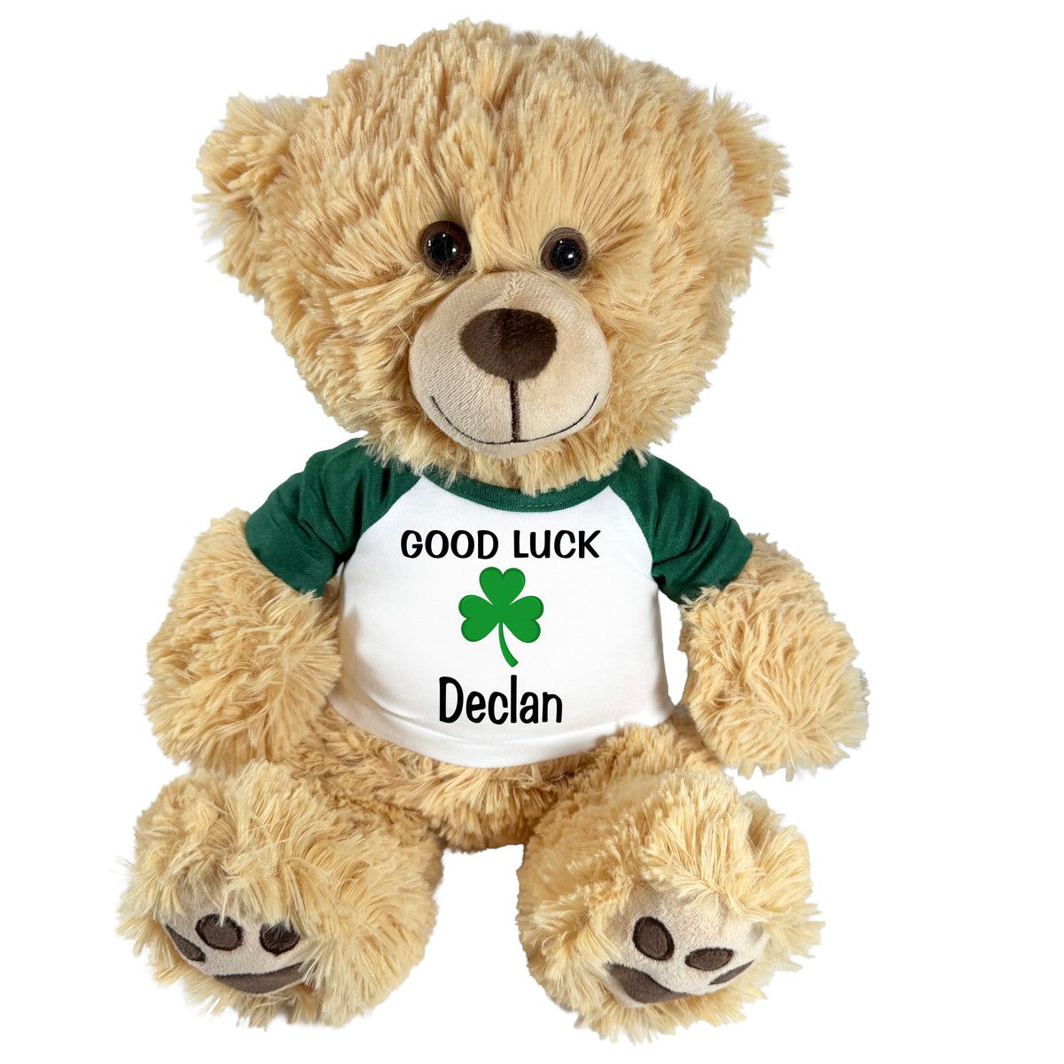 Personalized Good Luck or St. Patrick's Day Teddy Bear - 14" Honey Bear