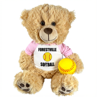 Softball Teddy Bear - Personalized 14" Honey Bear
