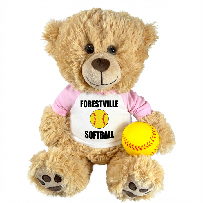 Softball Teddy Bear - Personalized 14" Honey Bear