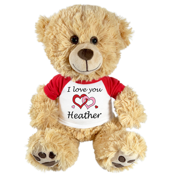 Personalized I love you Valentine Teddy Bear - 14" Honey Bear
