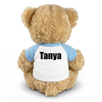 Back of Pickleball Teddy Bear - Personalized 14" Honey Bear, Paddle Design