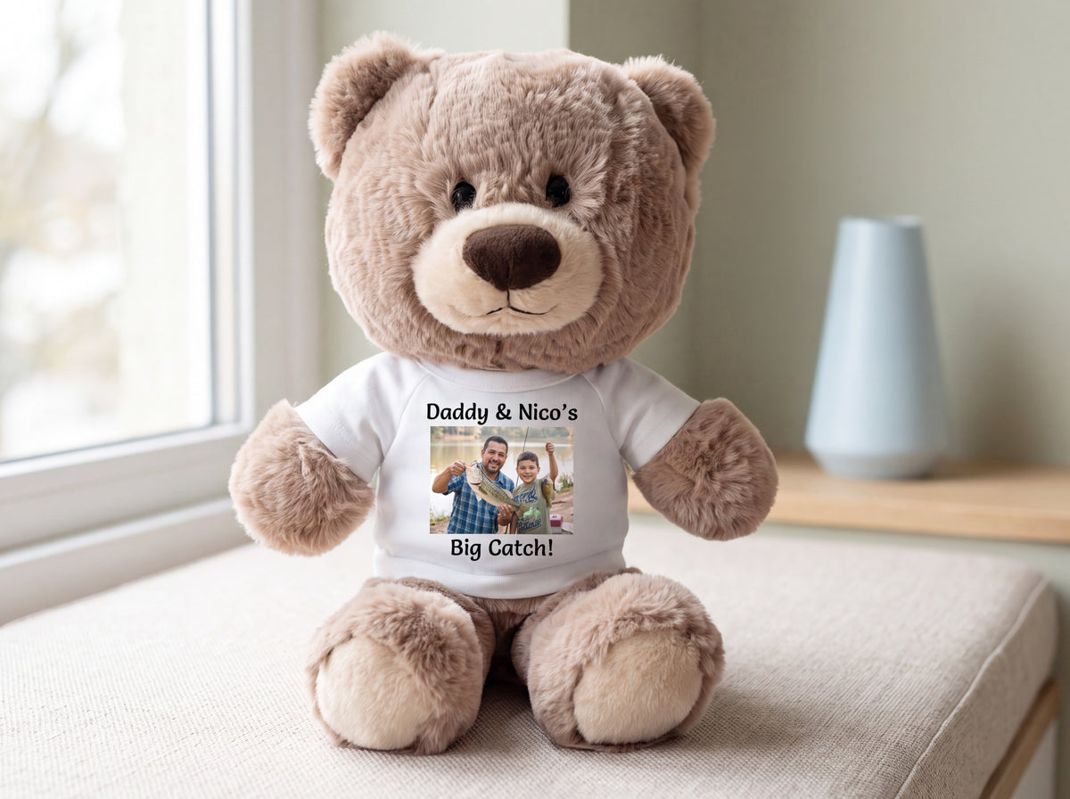 Personalized Teddy Bear - 11 inch Hug-a-Wug Bear with your custom printed photo and/or Text