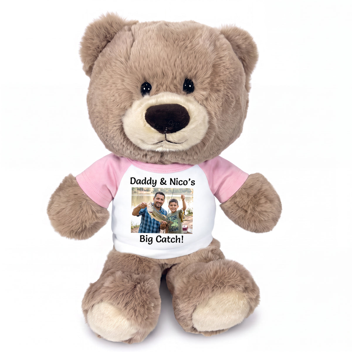 Personalized Teddy Bear - 11 inch Hug-a-Wug Bear with Photo & Text - Pink Shirt
