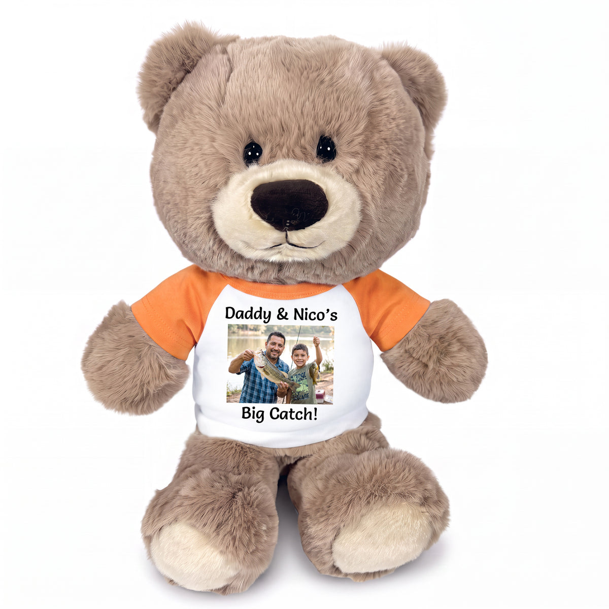 Personalized Teddy Bear - 11 inch Hug-a-Wug Bear with Photo & Text - Orange Shirt