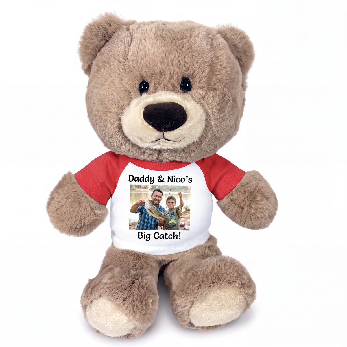 Personalized Teddy Bear - 11 inch Hug-a-Wug Bear with Photo & Text - Red Shirt