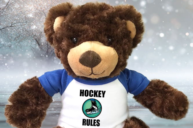 Personalized sports teddy bears - Ice Hockey, Basketball, Soccer, Football, Volleyball, and more