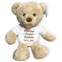 Personalized Cream Teddy Bear for Baby Boy or Girl - 14" Ebba Plush Kori Bear