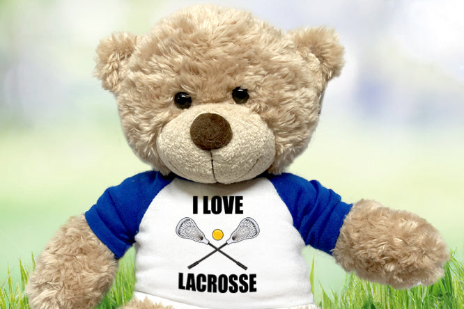 Personalized Sports Teddy Bears- Lacrosse, Basketball, Softball, Soccer, Baseball, Volleyball, Football, Hockey