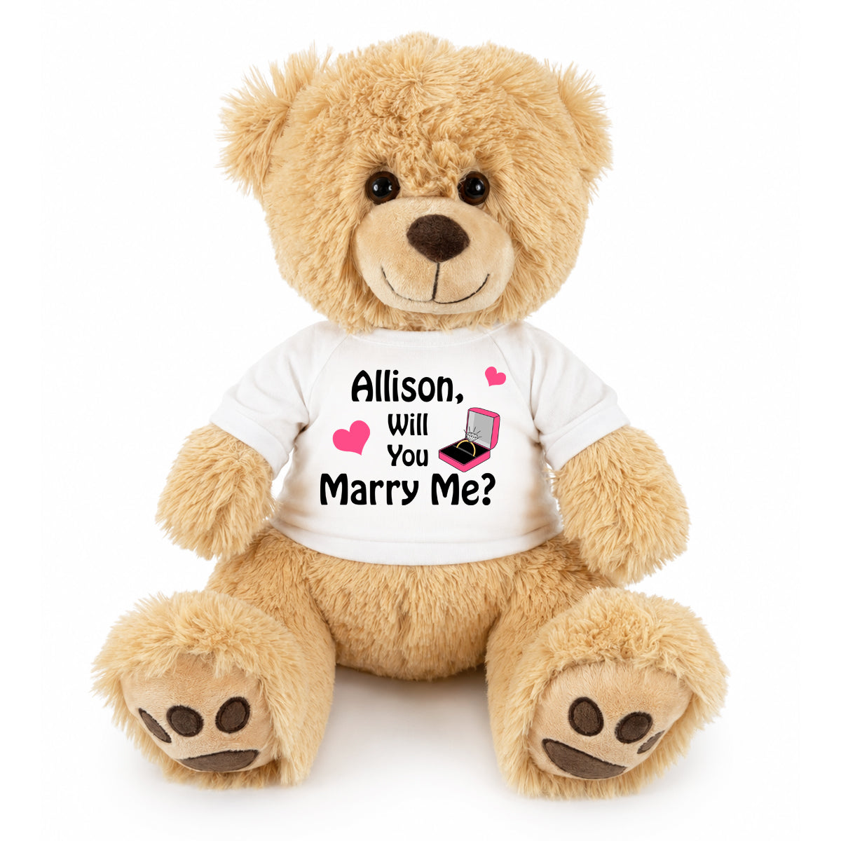 Will You Marry Me Proposal Teddy Bear - Personalized 17" Honey Bear - Pink Design
