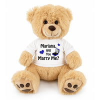 Will You Marry Me Proposal Teddy Bear - Personalized 17" Honey Bear - Royal Blue Design