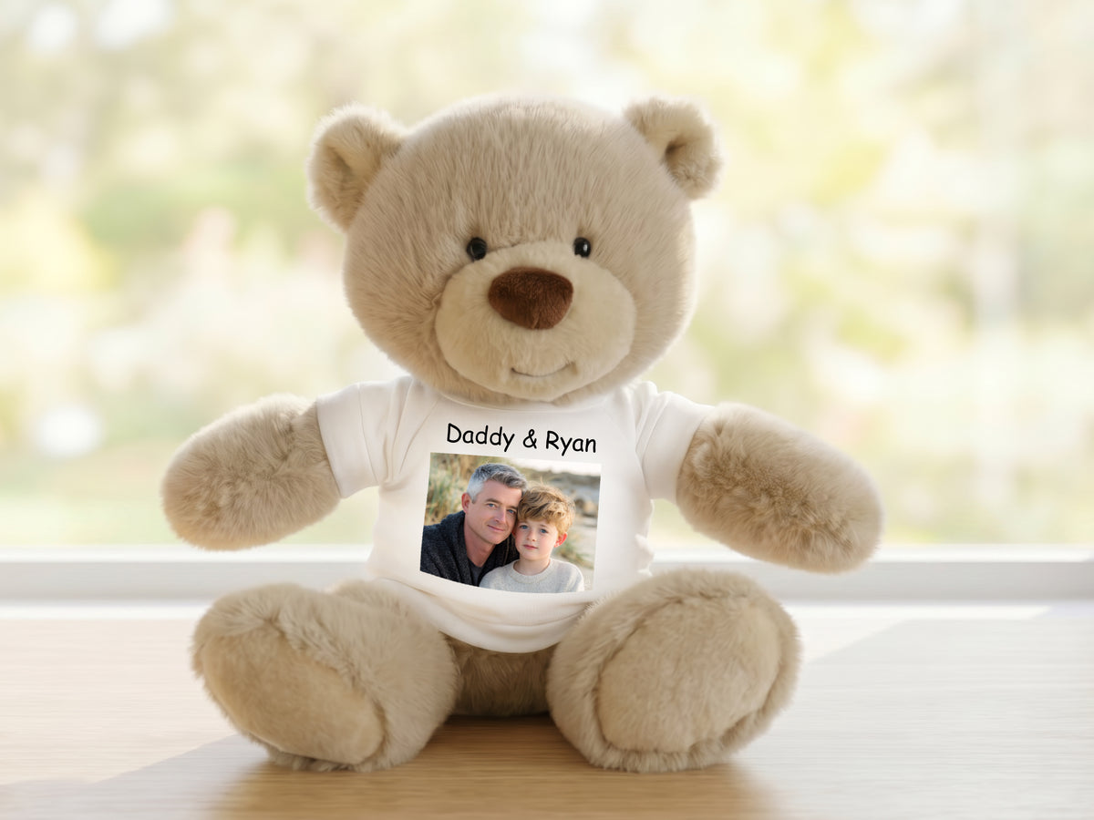 Personalized Teddy Bear - 10 inch Tan Nuzzles Bear with Photo & Text