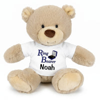 Personalized Ring Bearer Teddy Bear - 10" Tan Nuzzles Bear