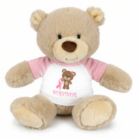Personalized Breast Cancer Support Teddy Bear - 10 Inch Tan Nuzzles Bear - Survivor Design