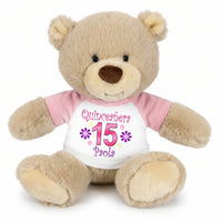 Personalized Quinceanera Teddy Bear - 10 Inch Tan Nuzzles Bear - Pink