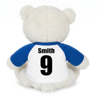 Back of Personalized Ice Hockey Teddy Bear - 10 Inch White Nuzzles Bear