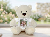 Personalized Teddy Bear - 10 inch White Nuzzles Bear with your custom photo and/or text