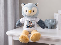 Personalized Stuffed Owl - 12 Inch Ollie Owl with your custom Photo & Text