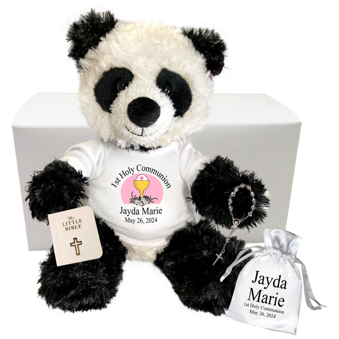 Personalized 1st Communion Panda Bear Gift Set - 12" Tubbie Wubbie Panda