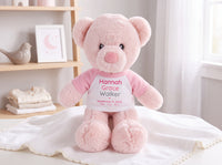 Personalized Teddy Bear for Baby Girl - 11" Pink Baby Bear - Customized gift for new baby
