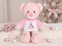 Personalized Christmas Teddy Bear - 11 Inch Pink Baby Kori Bear