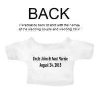 Back of personalized ring bearer or flower girl teddy bear t-shirt