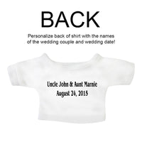 Back Printing Example for Personalized Ring Bearer, Flower Girl, and Wedding Party Teddy Bears and Stuffed Animals