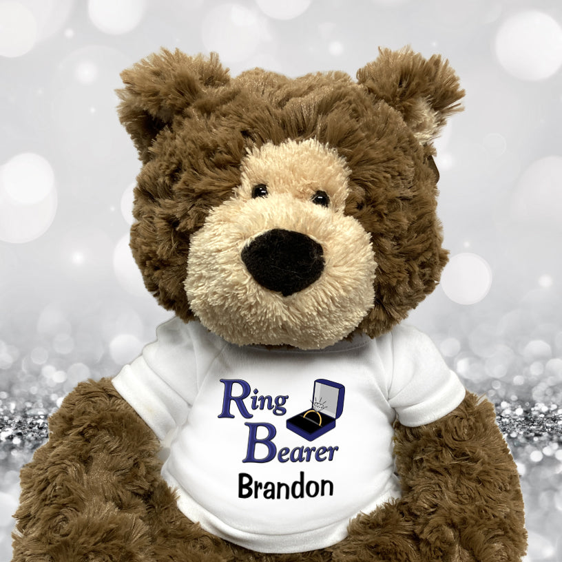 Personalized teddy bears and stuffed animals for wedding party - ring bearer and flower girl
