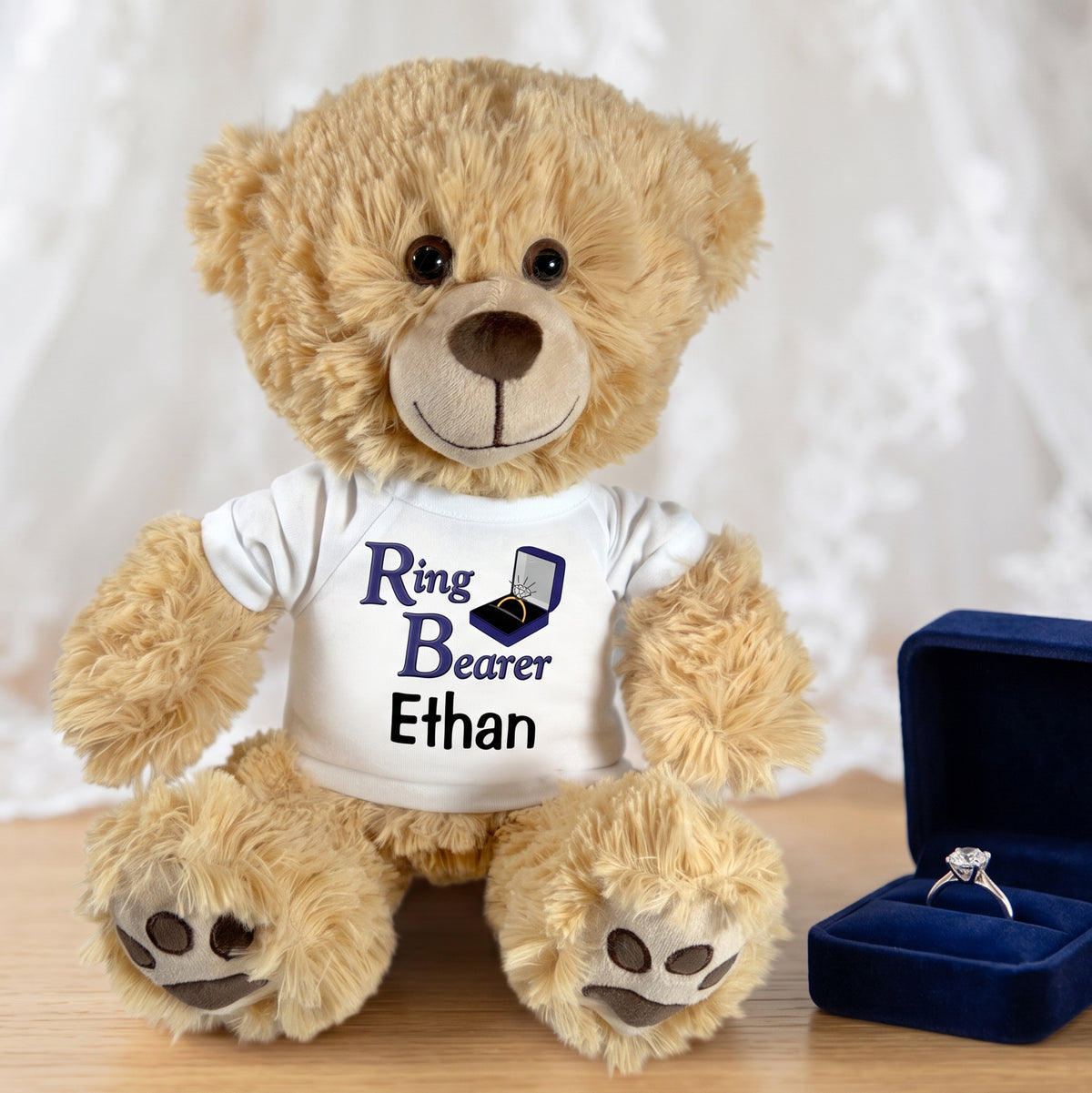 Personalized Ring Bearer Teddy Bear - 14" Honey Bear