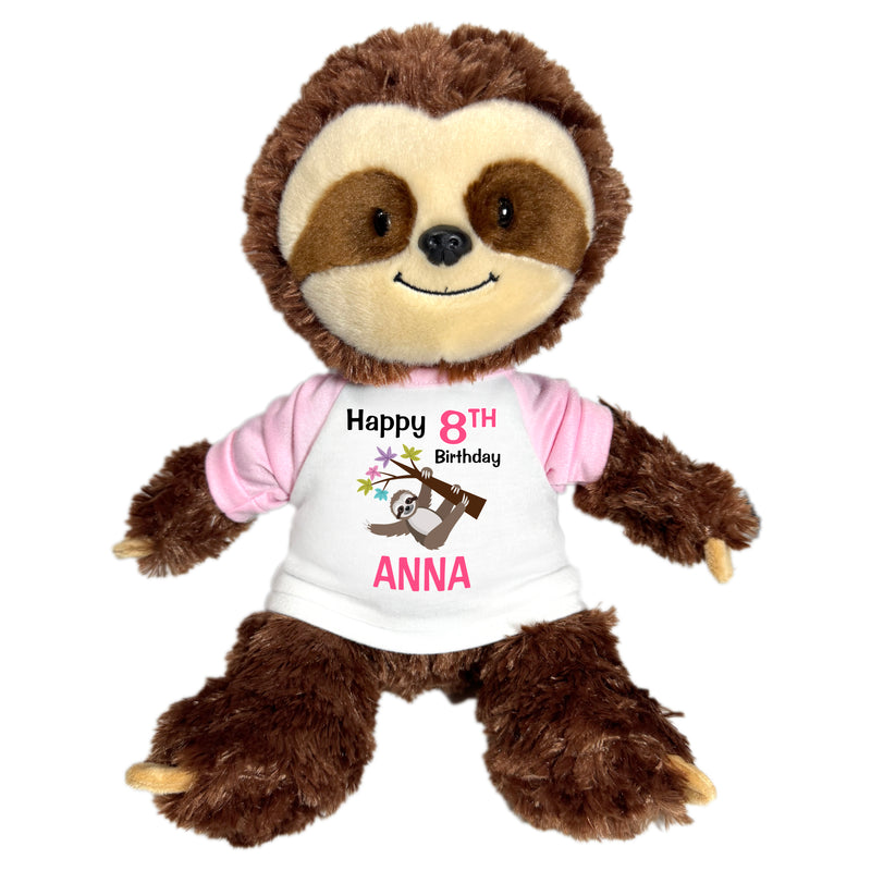Personalized Birthday Sloth- 12 Inch Tubbie Wubbie Sloth