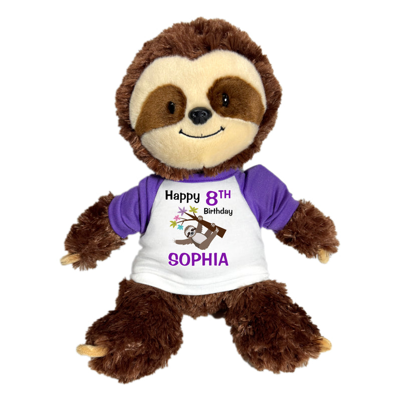 Personalized Birthday Sloth- 12 Inch Tubbie Wubbie Sloth