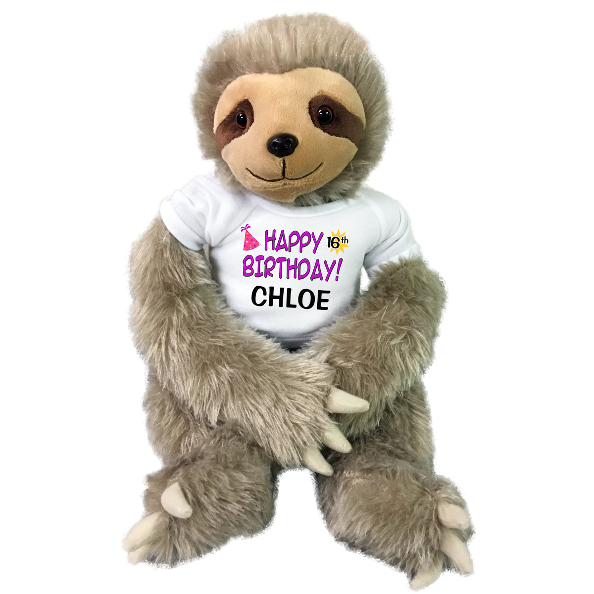 Personalized Birthday Sloth- 18 Inch Plush Sloth
